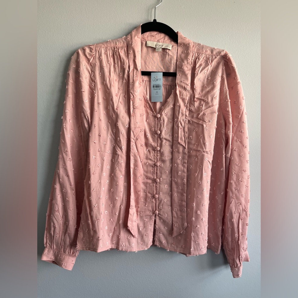 Loft Pink Button Down Blouse with tags